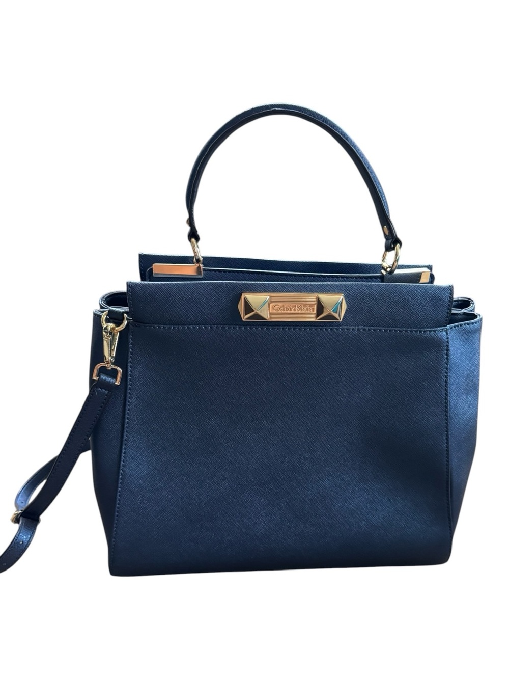 Calvin Klein Saffiano Leather Satchel Purse